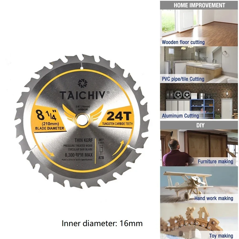 

210mmx20mm 24T 8-1/4inch Circular Saw Blade For Wood Plastic Cutting Disc Power Woodworking Tools