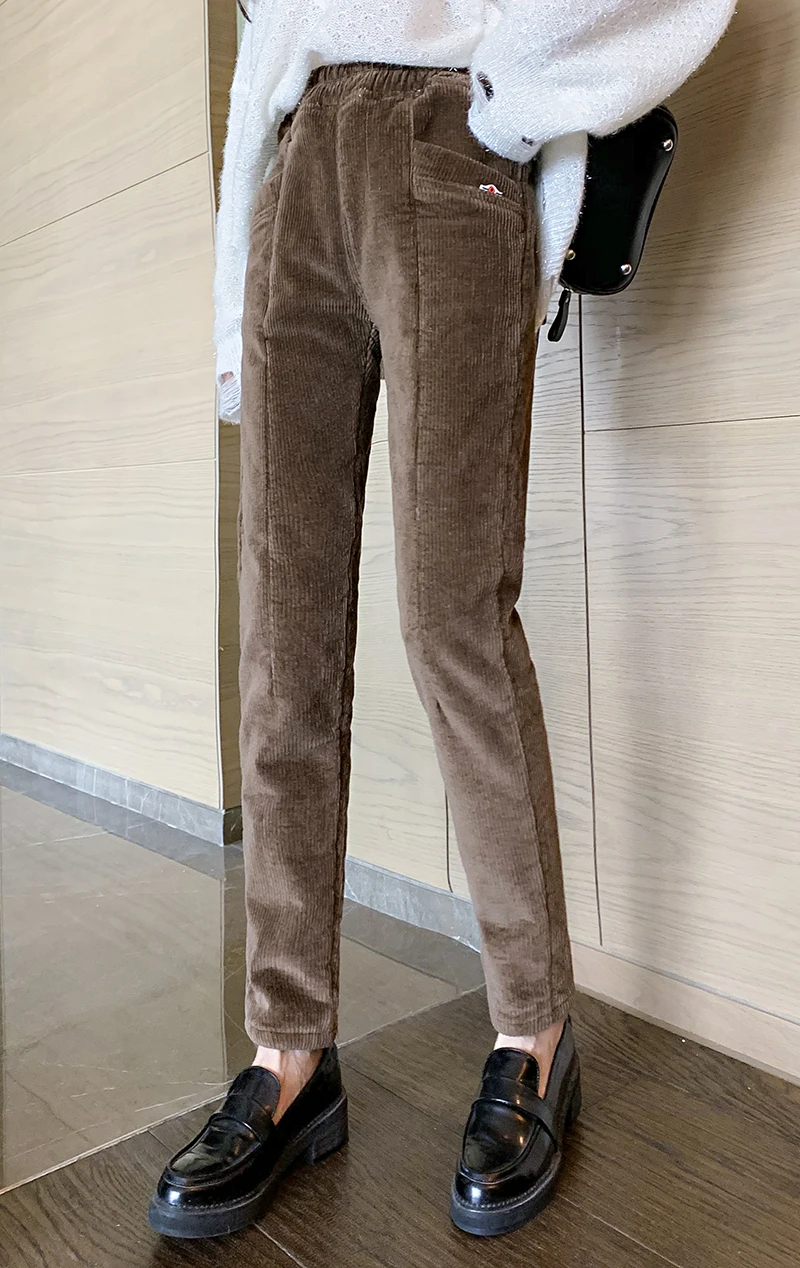 Winter Warm Harem Pants Women New Corduroy Casual High Waist Female Trousers Fleece Pantalones Thick Loose Woman Pants