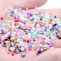 half round pearls 6600pcs 1 5 9mm mixed sizes colors imitation flatback loose glue on crafts abs resin beads diy jewelry making