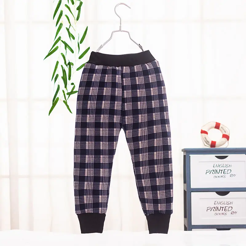

Baby boys Warm cotton pants 3-9 years old Fashion Classic lattice kids Thickened velvet Winter pants essential warm leggings