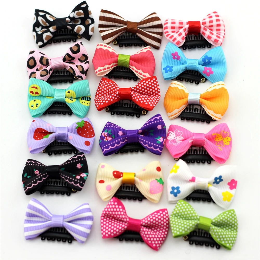 

10pcs/lot Mini Small Bow Hair Clips Bebe Solid Dot Bow Hairpin kids Boutique Barrettes For little hair Girls Hair Accessories