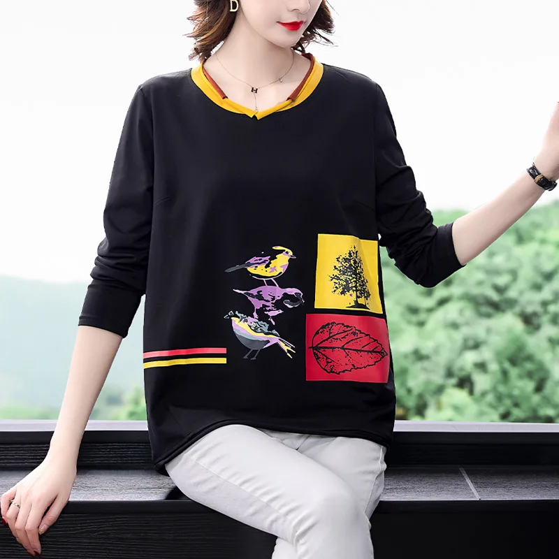 

Футболка женская с длинным рукавом, с принтом птиц