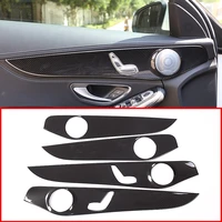 4x car interior modification door decoration panel cover trims sticker abs carbon fiber for mercedes benz c class w205 2015 2019