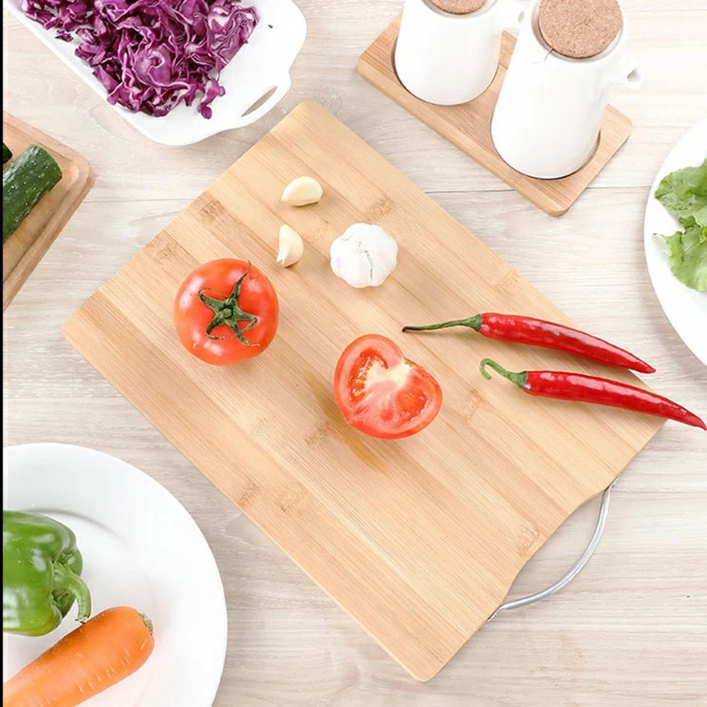 Бамбуковая разделочная доска с ручкой, кухонная разделочная доска для мяса, фруктов, овощей, прочная разделочная доска, кухонные принадлежности