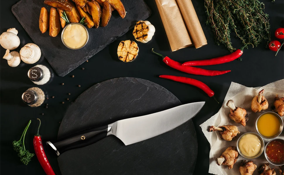 Нож шеф-повара Gyuto, кухонный, Германия 1,4116, нержавеющая сталь, 8 дюймов, Кливер, филе рыбы, нож для мяса, слайсер, инструмент для измельчения, инструмент для приготовления пищи 34
