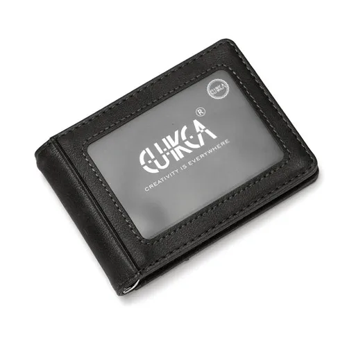 CUIKCA унисекс Rfid Бумажник кошелек для денег зажим для женщин мужчин металлический зажим тонкий кожаный кошелек Бизнес ID футляры для кредитных карт дорожный кошелек - Цвет: black