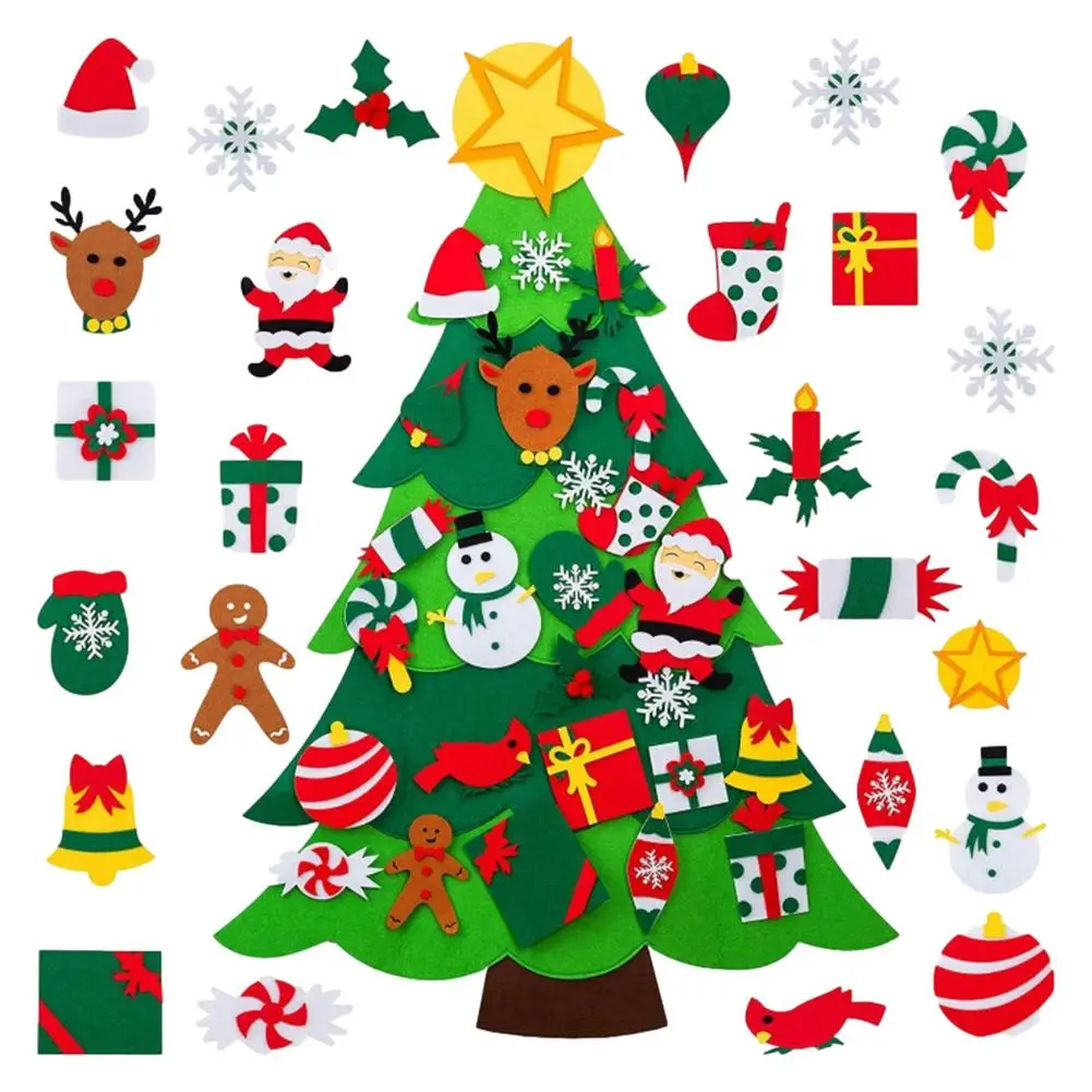 

DIY Felt Christmas Tree Set Detachable DIY Ornaments Kid Wall Decoration Christmas Decorations Wall Mounted Kids Gifts Party