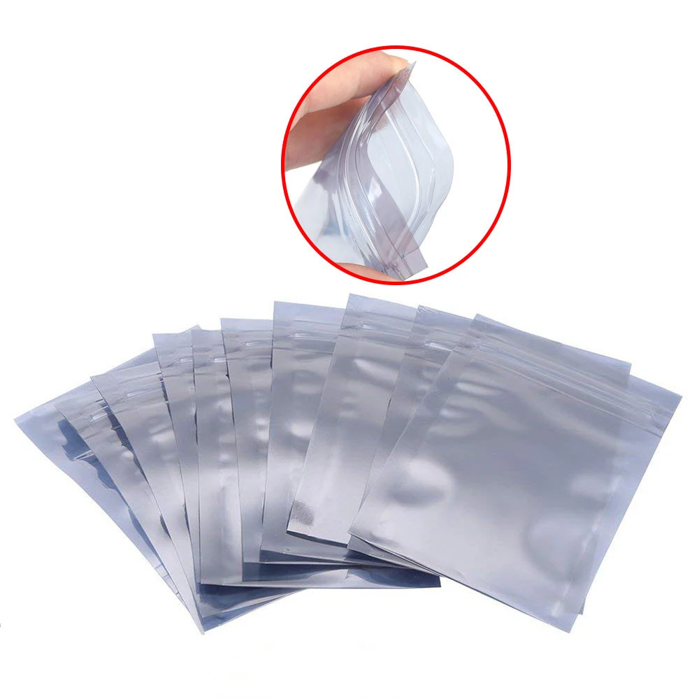 

50 PCS Resealable Anti Static Pouch for Electronic Accessories Storage Bag Package ESD Bags Antistatic Aluminum 4 Size Ziplock
