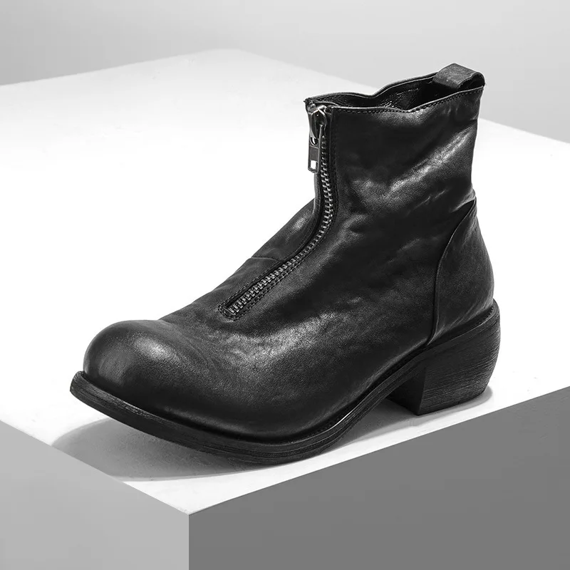 Винтажные ботинки из натуральной кожи на молнии мужские для верховой езды с