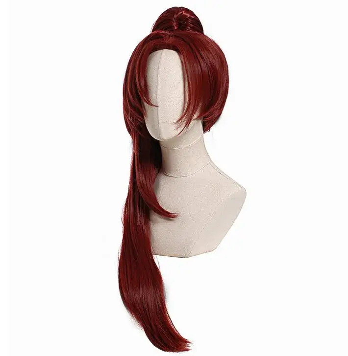 Princess Connect! Re:dive Akino Cosplay Wig 80cm Dark Red wig with Chip Ponytails Halloween Party burgundy Wigs |