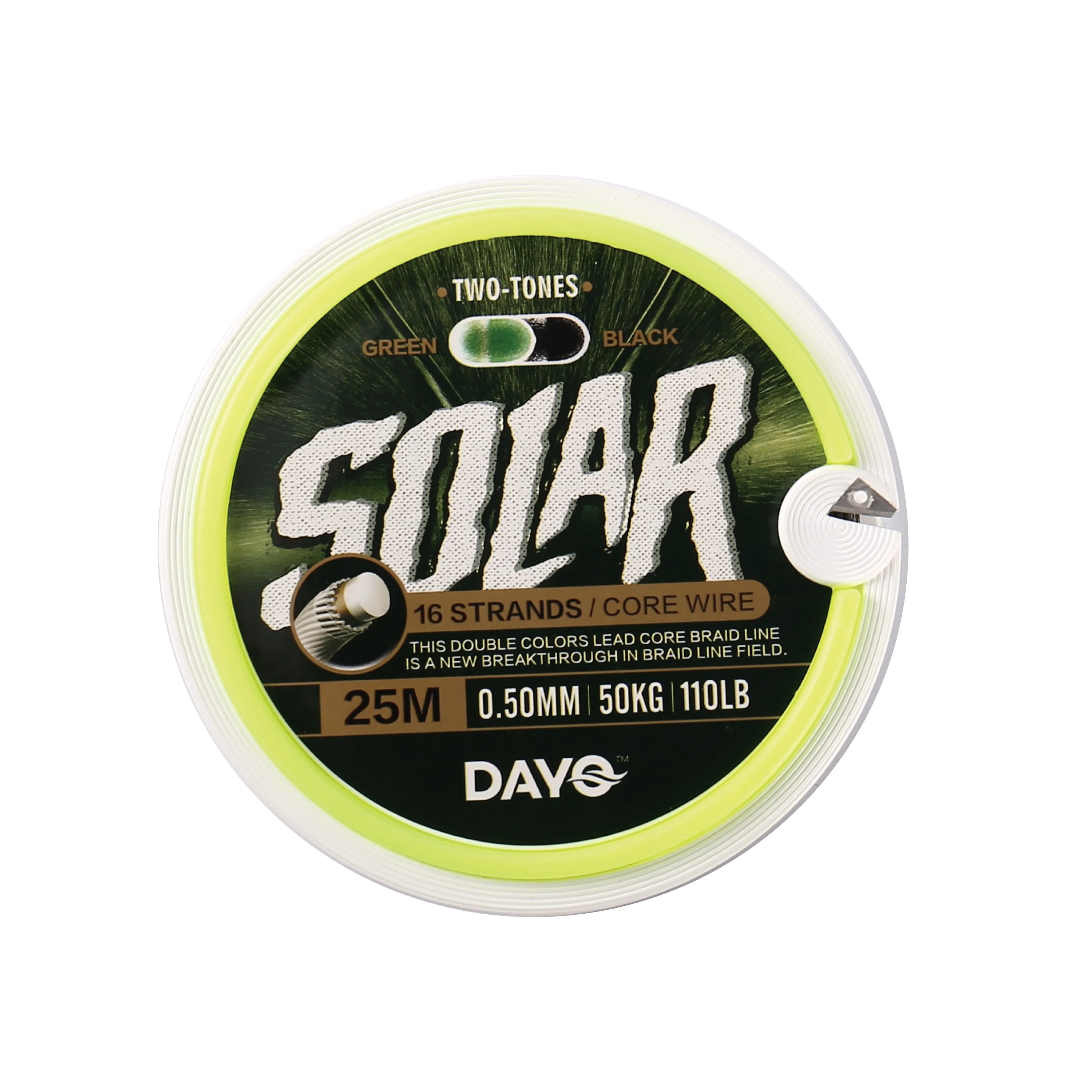 619125 DAYO LEAD CORE BRAID LINE SOLAR 0 50 мм длина 25 метров кг 110 LB черно зеленый цвет ЛИДКОР