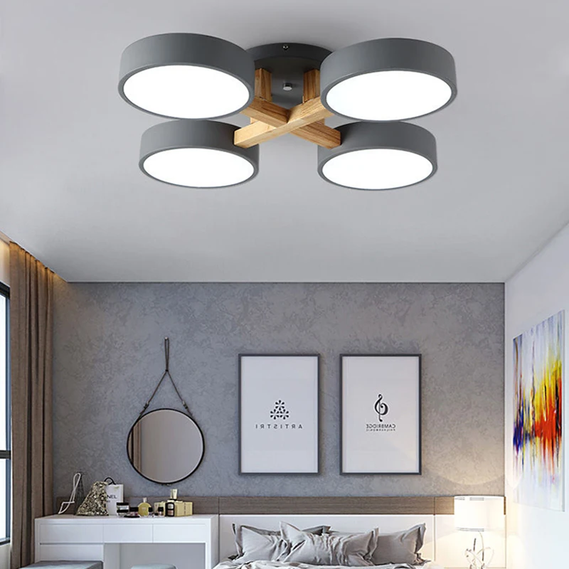 $21.60 Nordic style ceiling chandelier bedroom ceiling lamp living room lamp kitchen lamp LED ceiling lamp solid wood chandelier 220V
