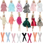 Модный зимний наряд для куклы Барби 5 шт.компл., 1x пальто, 1x свитер, Случайные Смешанные 3x чулки, аксессуары для одежды, игрушки сделай сам