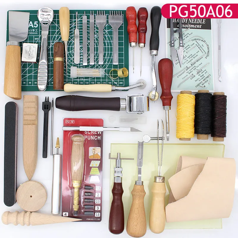 High Quality Tools for Leather Craft Sewing DIY Hand Stitching with Groover Awl Edge Creaser Mat Working New|Наборы инструментов