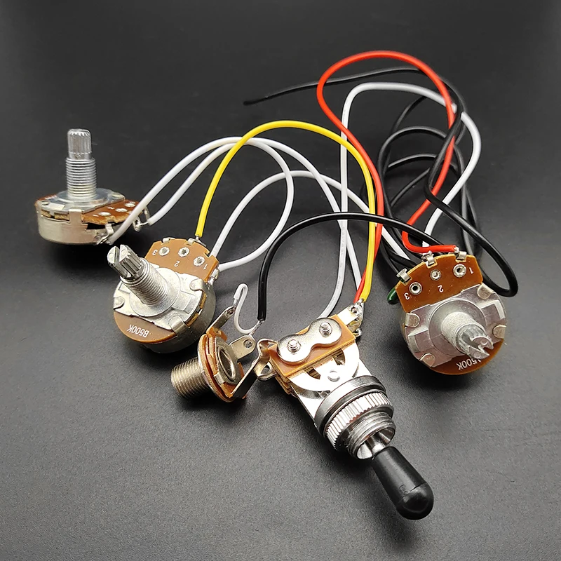 elektrische gitarre pickup kabelbaum kit 2v1t 500k töpfe potentiometer 3 weg schalter mit ausgang jack für lp lp elektrische gitarre free gl