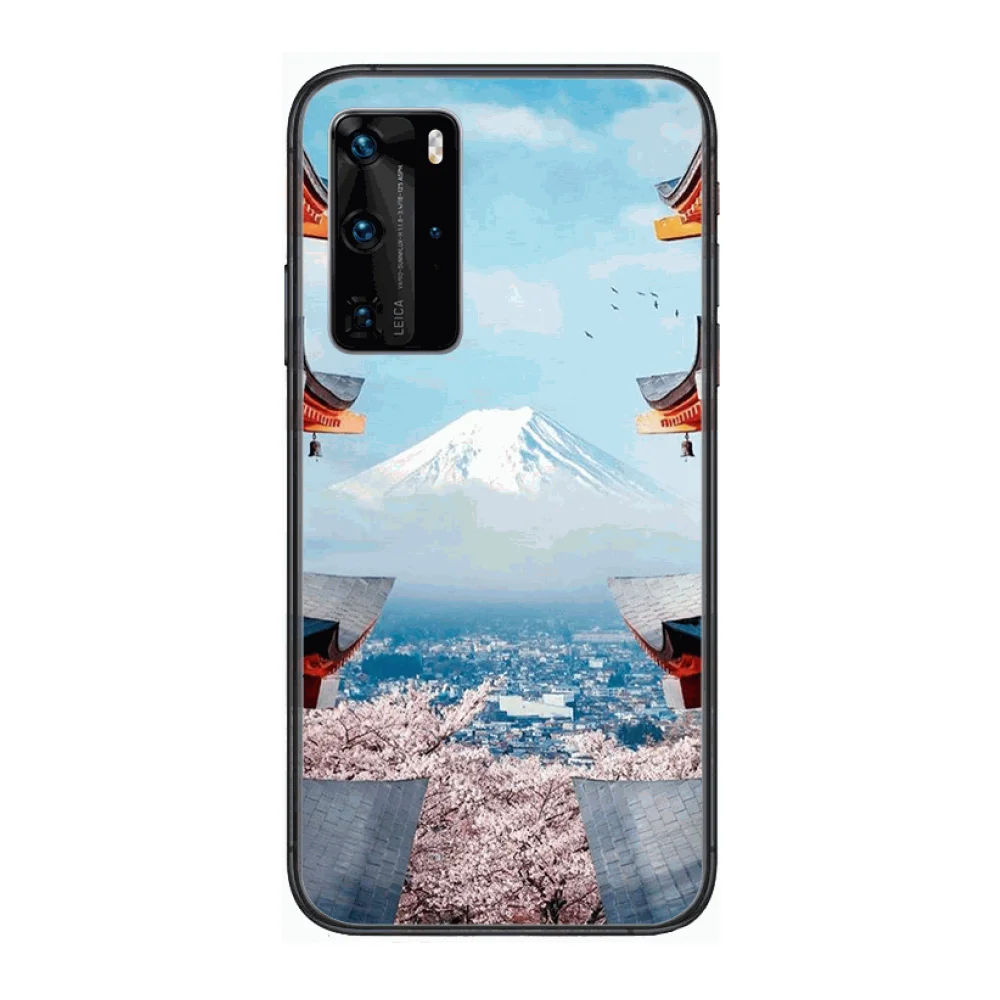 

Mount Fuji scenery Phone Case For Huawei P 40 30 20 10 Lite Smart Z Pro Black Etui Coque Painting Hoesjes comic fashion