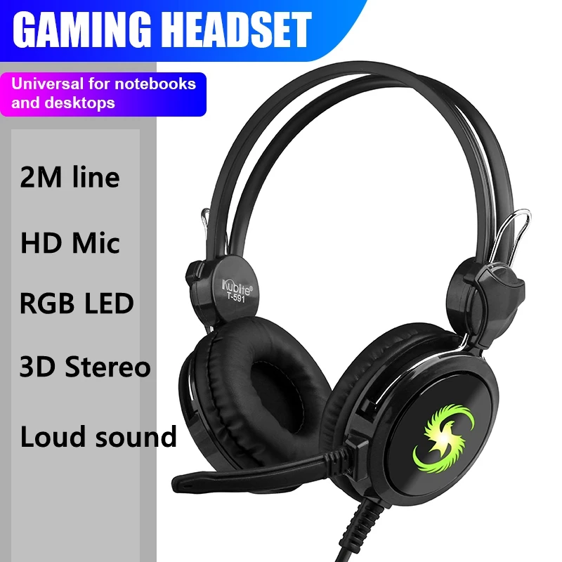 Светодиодный компьютер игровая гарнитура длинный кабель PC Gamer проводные