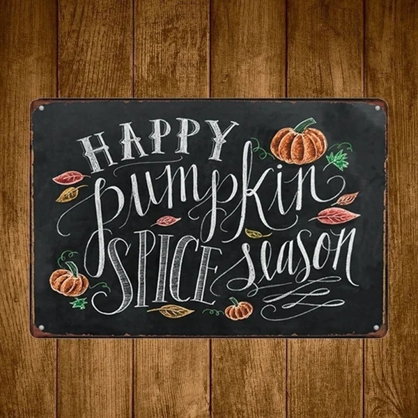 

Happy Pumpkin Spice Season Vintage Tin Signs Craft Tin Sign Retro Metal Painting Antique Iron Poste