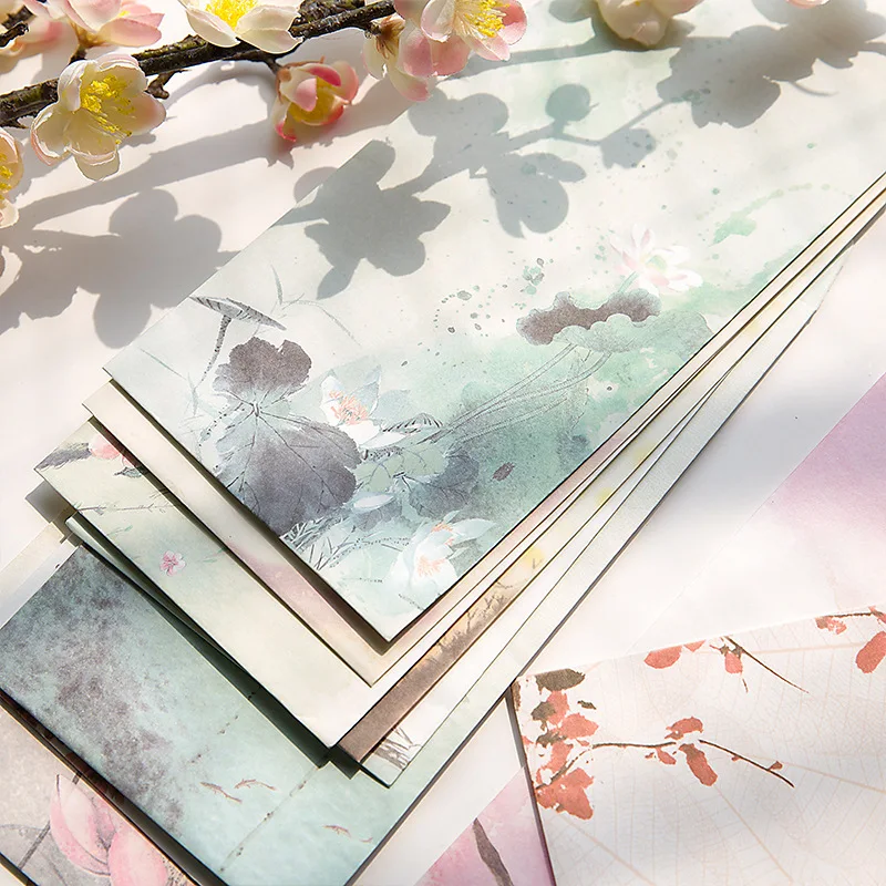 

Красивый китайский конверт в старинном стиле в ретро-стиле, традиционный классический конверт из крафт-бумаги, утолщенный конверт, студенч...