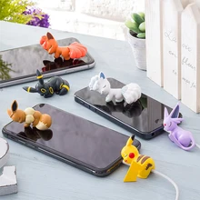 Pokemon Cute Anime USB Cable Protector Protector Cable For Iphone Cartoon Cable Charging Cord Accessory Bites Doll Model Holder