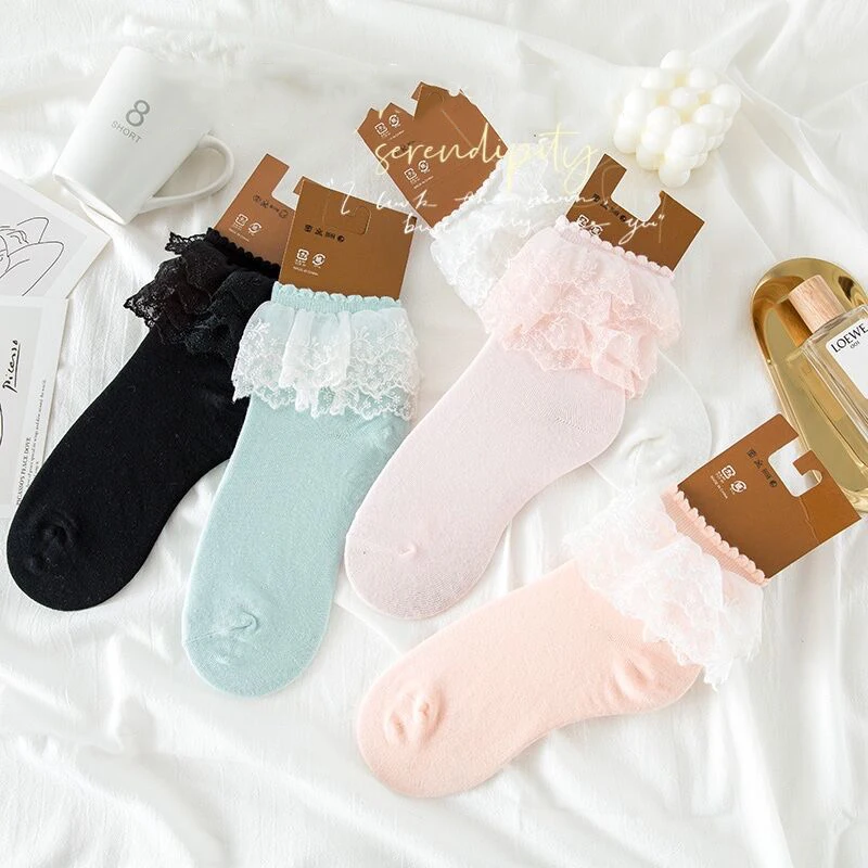 Женские носки кружевные Лолита Короткие косплей костюмы Аксессуары Носки аниме