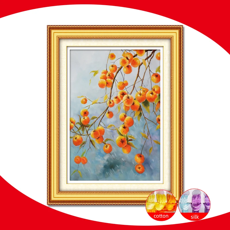 

Persimmon Printed Patterns Cross Stitch Kits Printed Fabric Cotton Thread Counted Dmc Cross Stitch Kits Embroidery Needlework