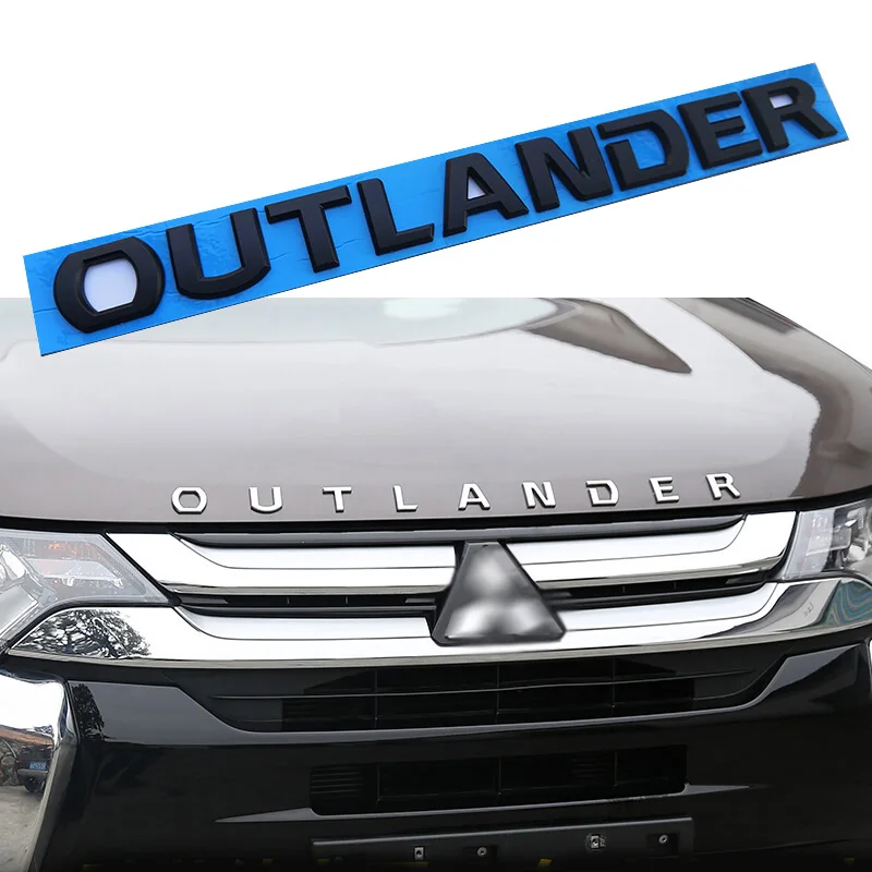 Черные 3D буквы эмблема капюшона логотип значок для Mitsubishi Outlander хромированные