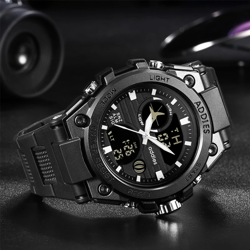 Мужские спортивные часы Addies MY1818 водонепроницаемость 30 м с подсветкой полный