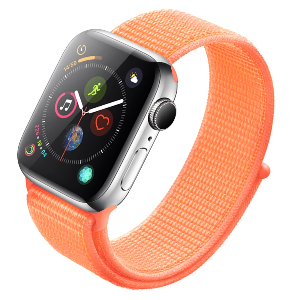 Нейлоновый ремешок для часов для Apple Watch Series 3 2 1 38 мм 42 мм мягкая дышащая Замена Спортивная петля для Iwatch Series 4 5 44 мм 40 мм