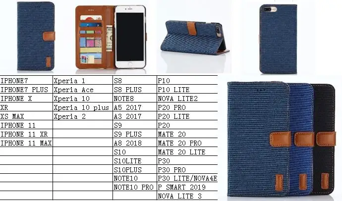 Джинсовый кожаный чехол бумажник для Iphone 11 XS MAX XR X 8 7 6 Galaxy S20 Ultra Plus Note 10 S10 S10e ковбойский гибридный Чехол 50
