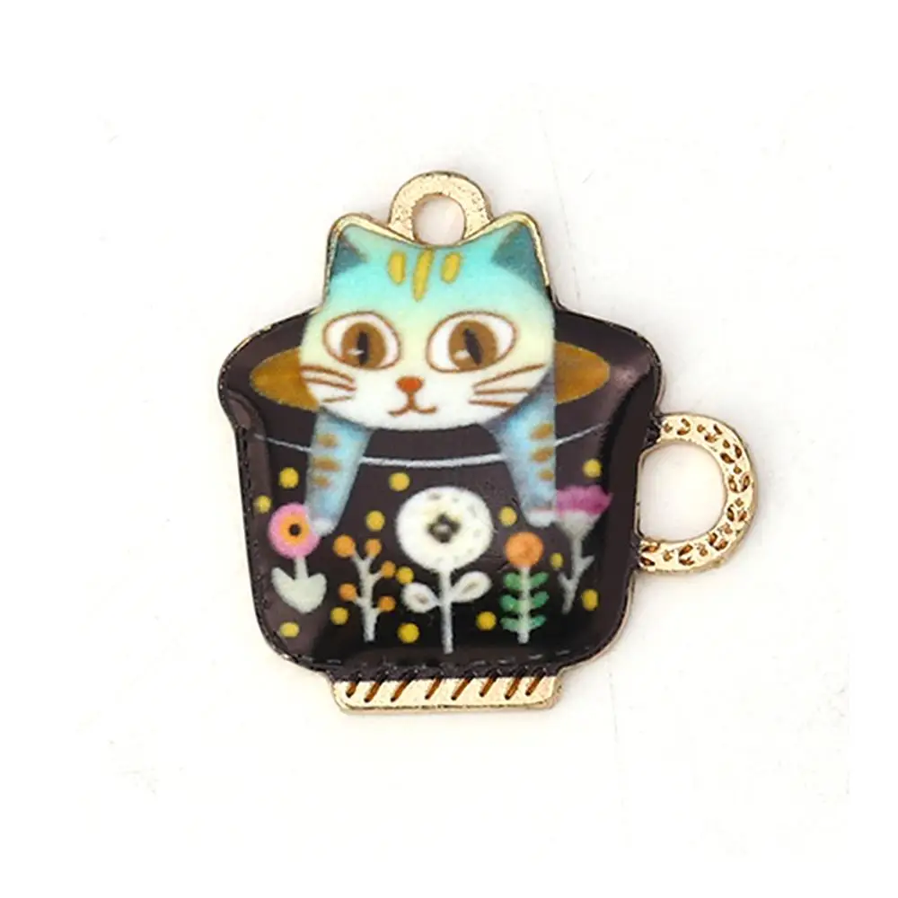 DoreenBeads модные подвески из сплавов на основе цинка чашки Золото многоцветный Кот
