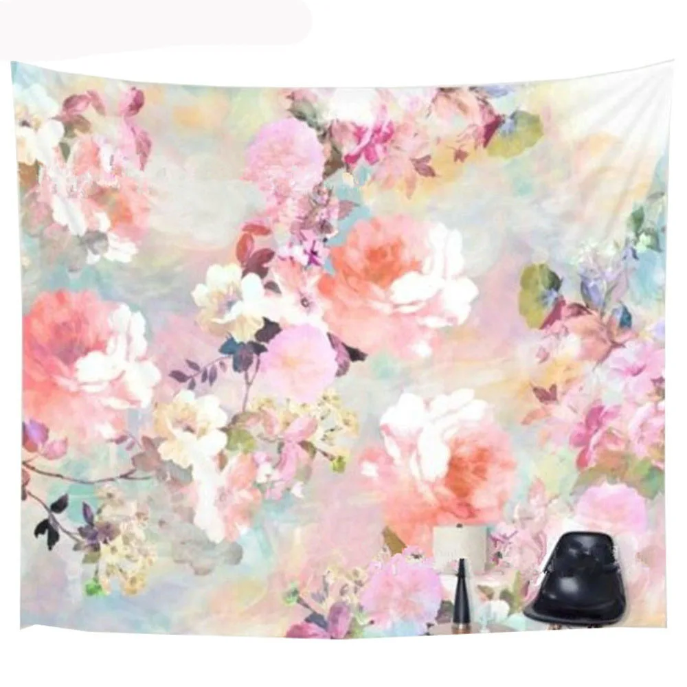 

Настенный гобелен с цветами, мандала, настенное одеяло, полиэстеровый гобелен в стиле бохо