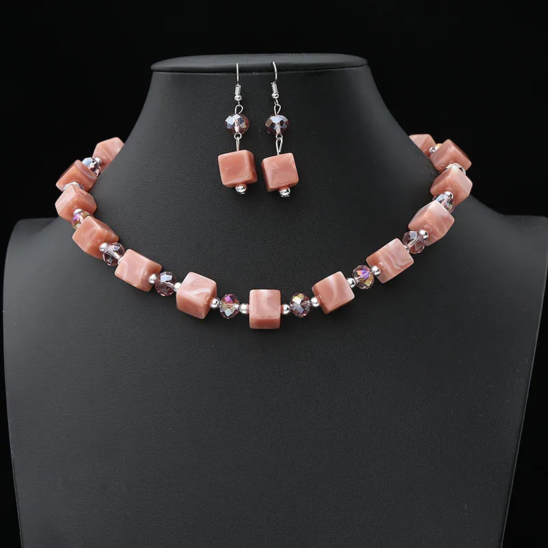 Роскошные бусины-стразы колье Комплект сережек для женщин Свадебная вечеринка Модные Ювелирные наборы подарки Bijoux аксессуар - Окраска металла: 714