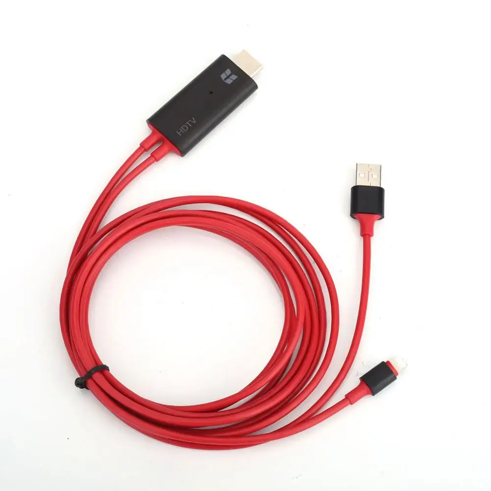 Для iPhone iPad Lightning и зарядным устройством USB к HDMI адаптер конвертер кабель HDTV 1080P ТВ