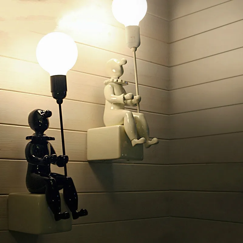 Светодиодный настенный светильник в скандинавском стиле клоун из смолы Лофт