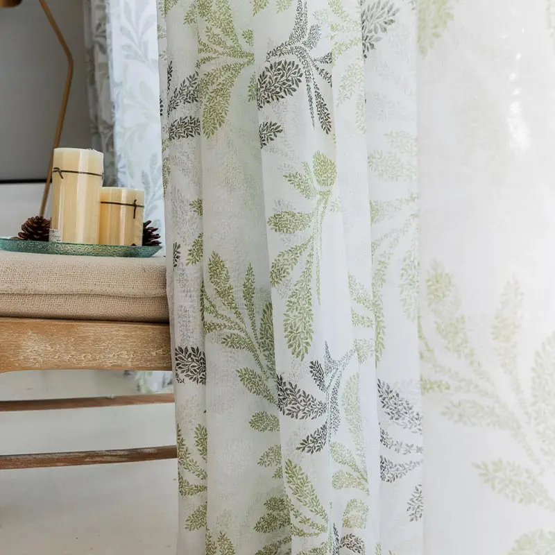 

Yaapeet 1pc Pastoral Leaves Tull Curtain for Bedroom Modern Sheer Curtains Pretty Plant Window Drapes Brief Polyester Home Decor