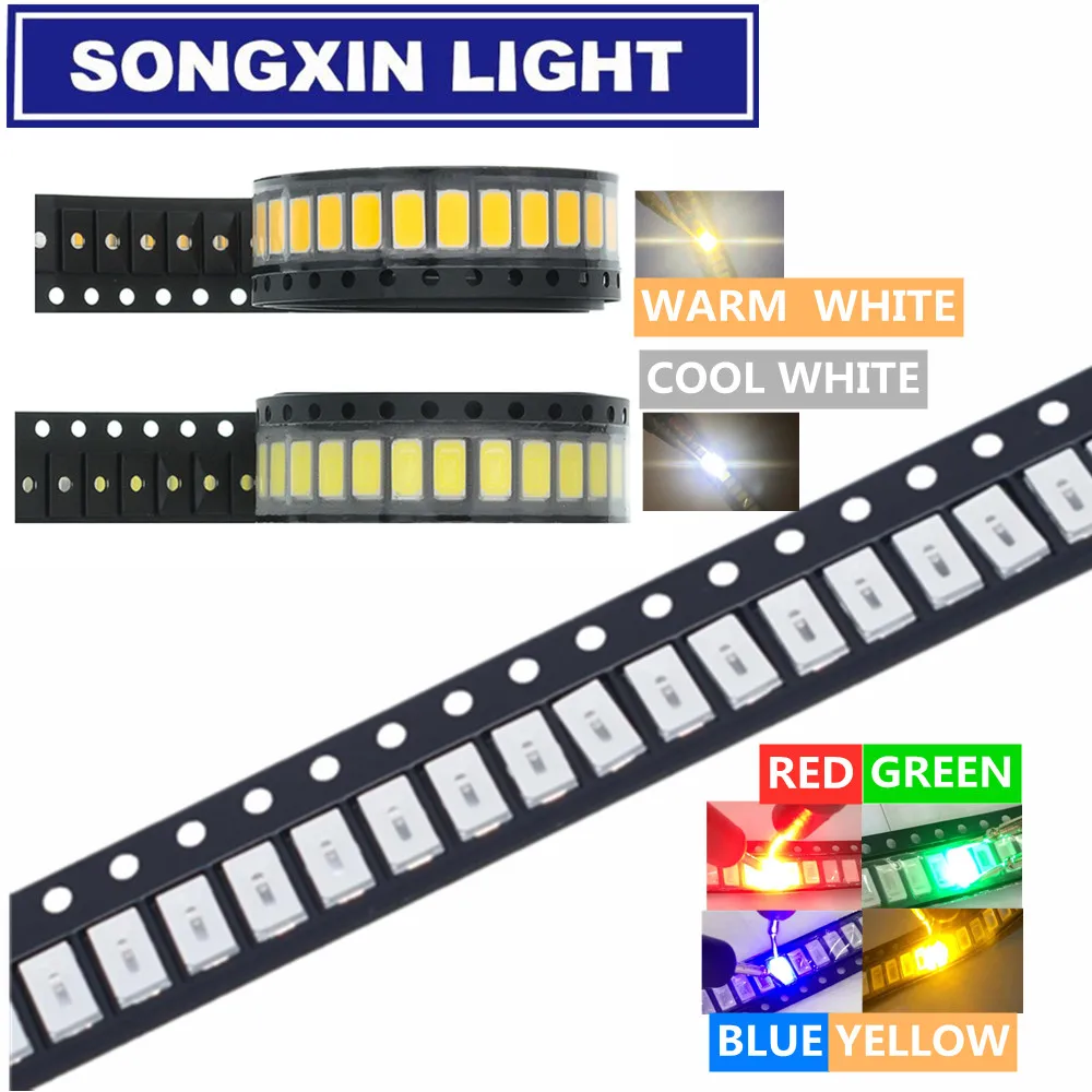 100 шт./лот SMD светодиодные диоды 5730 5630 Светодиодная Diodo комплект зеленый красный