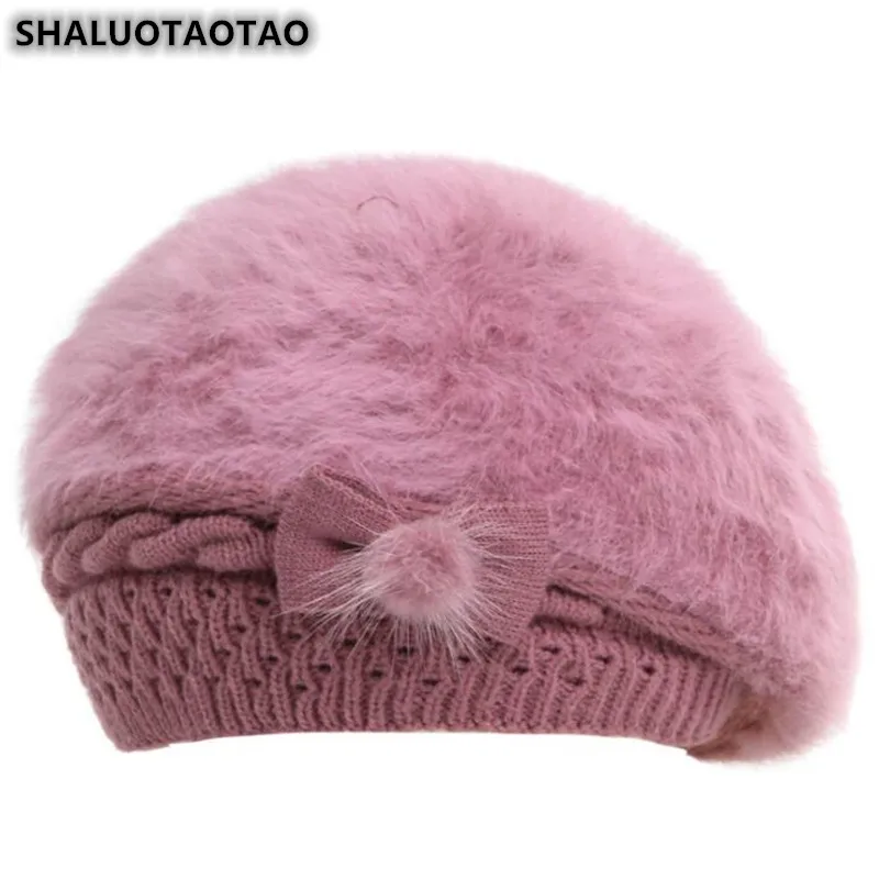 

SHALUOTAOTAO новые женские элегантные береты зимние теплые модные женские шапки с бантом утепленные плюс бархатные трендовые зимние шапки Gorra
