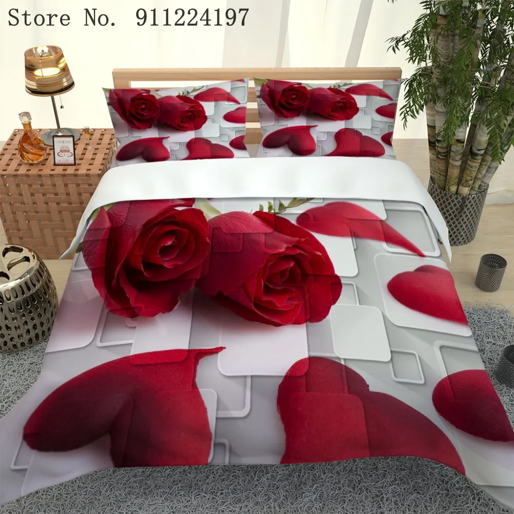 3D принт в виде красной розы одеяло Постельное белье зимнее теплое пуховое для Ipad
