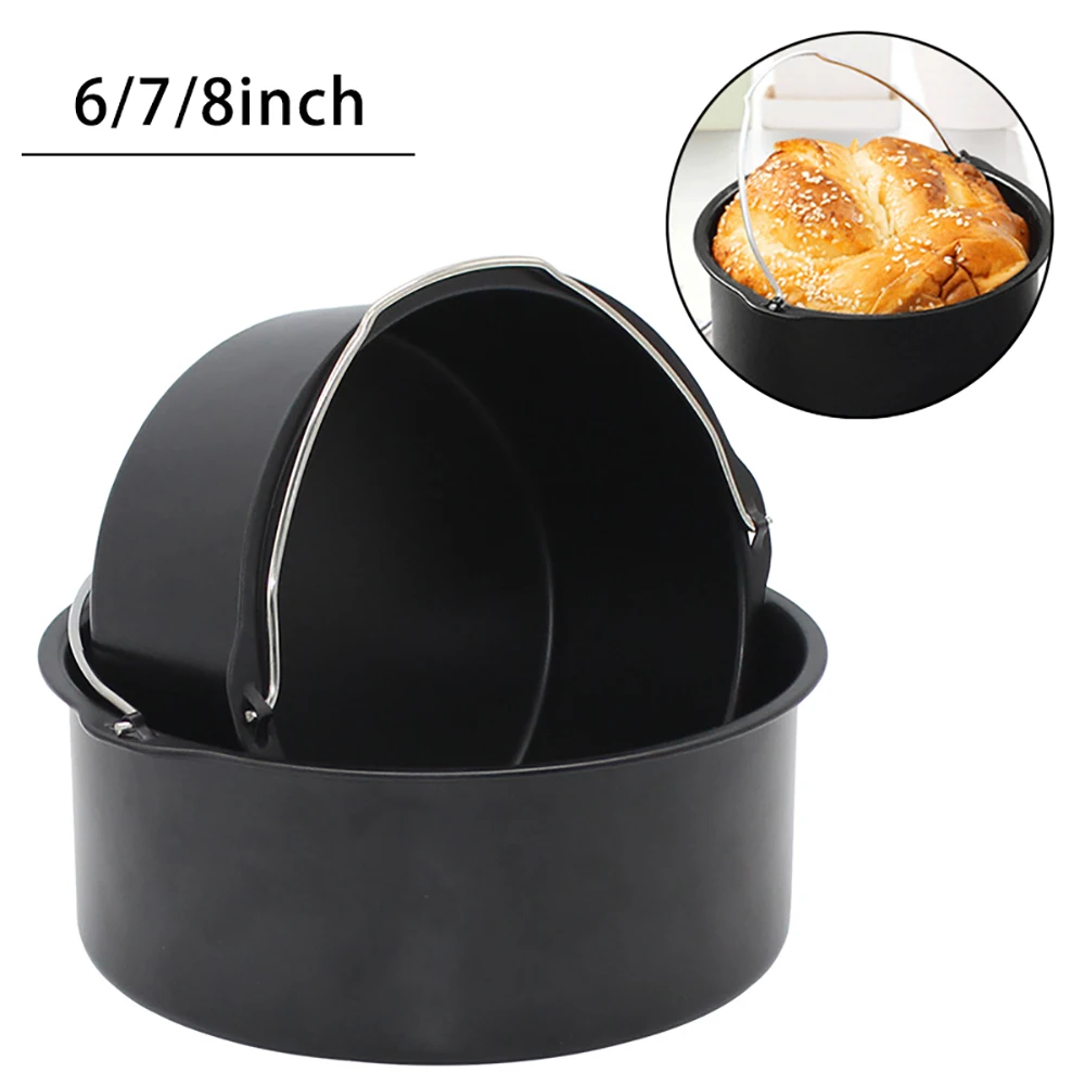 

6/7/8Inch Round Baking Mold Air Fryer Basket Tray Cake Mould Non Stick Pan Carbon Steel + Non-stick Coating Bakeware Cake Tools