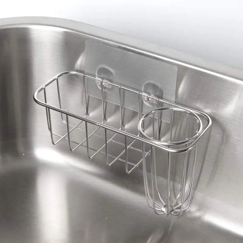 

Kitchen Sink Shelf 304 Stainless Steel Sponge Holder Sink Dishcloth Towel Storage Rack Sink Drain Rack