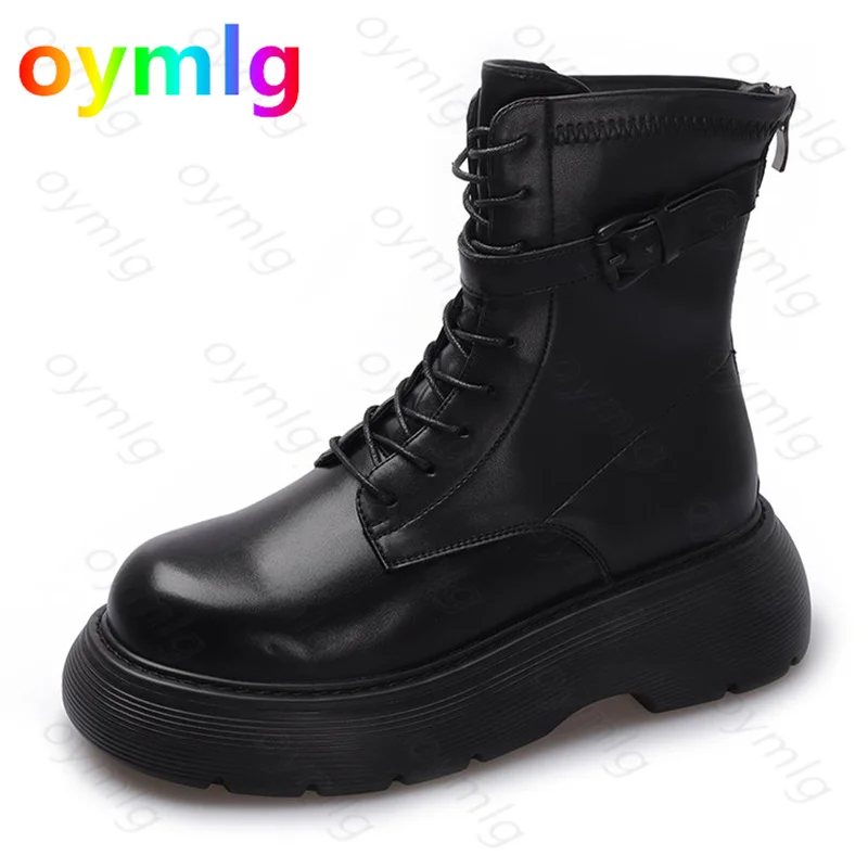 

Женские ботинки-мартинсы на шнуровке, в Корейском стиле, повседневные ботинки на толстой подошве, весна-осень 2021