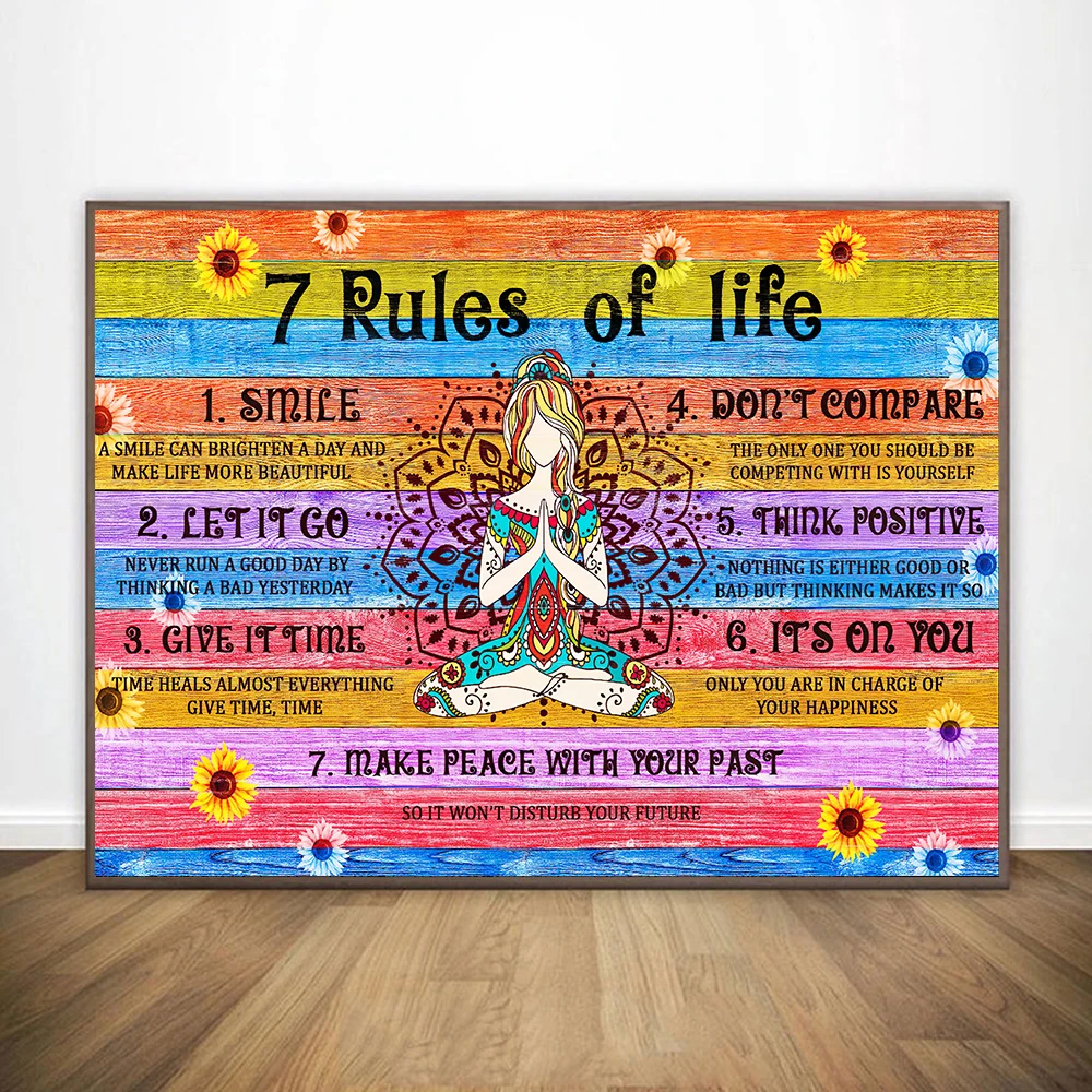 Современный плакат и печать на 7 правилах жизни настенное искусство Йога Будда