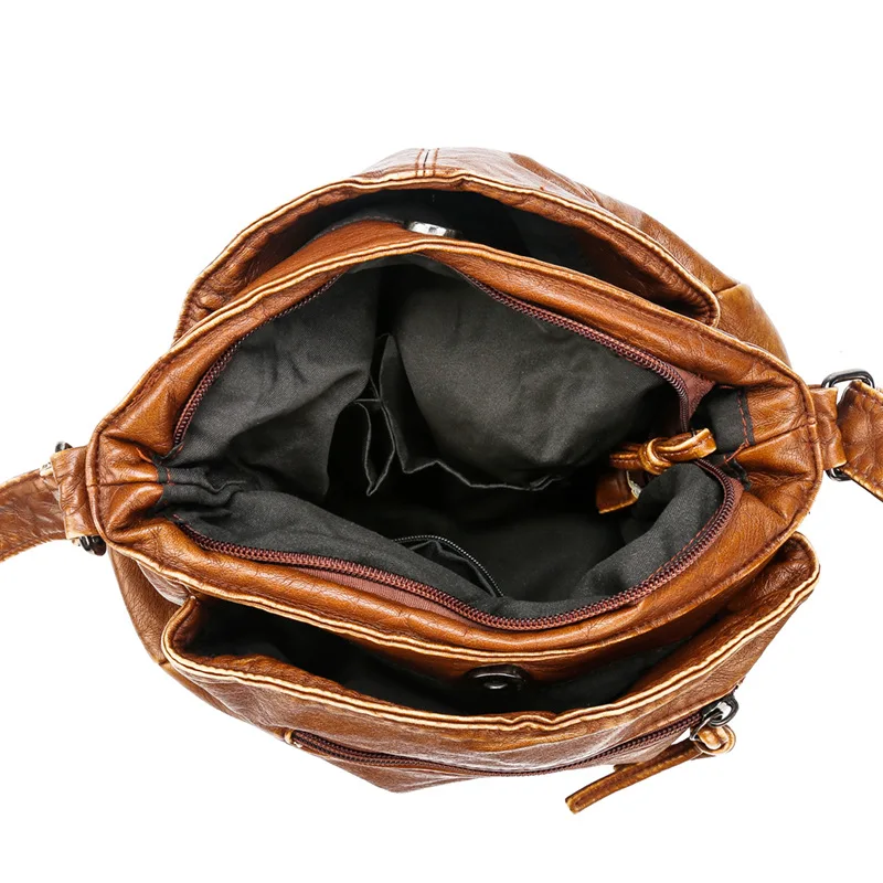 Женская кожаная сумка с множеством карманов в стиле ретро | Багаж и сумки