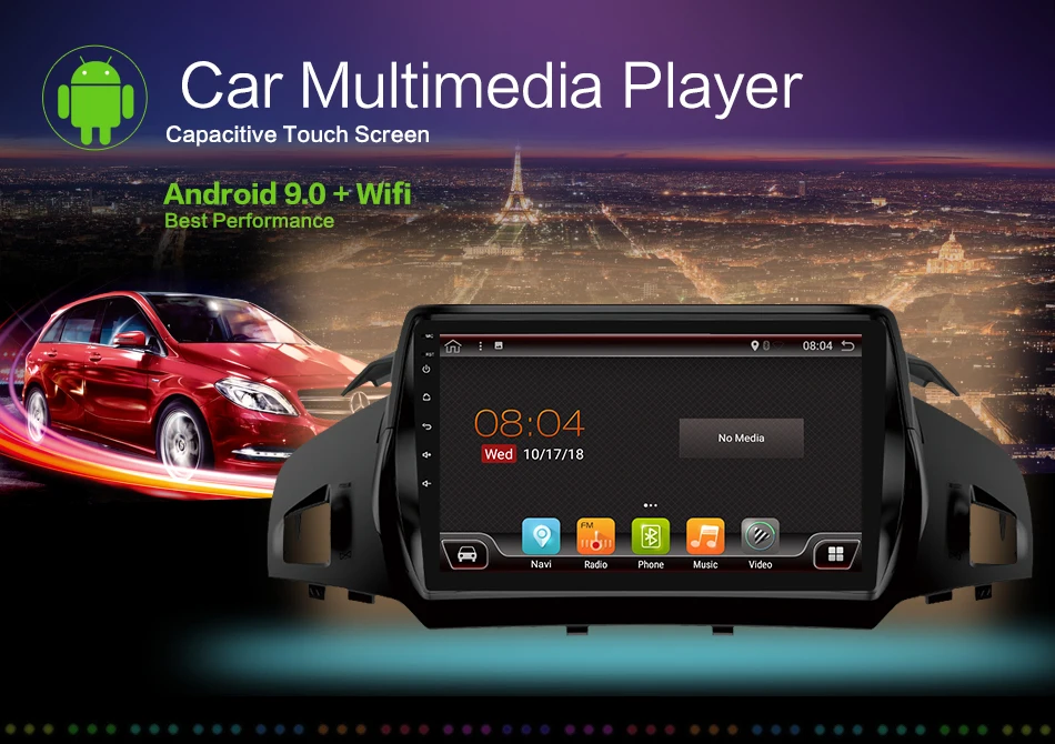 2 din Авторадио автомобиля стерео радио Android 9,0 для Ford Kuga Радио мультимедийный плеер с Wi-Fi Разделенный экран 2G ram 32G rom