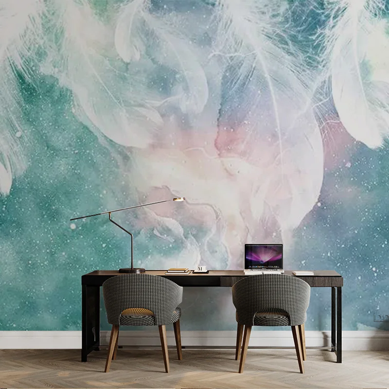 

Colomac Custom Living Room Bedroom Modern Simple Background Wallpaper Starry Sky White Feather Color Mural Decor Dropshipping