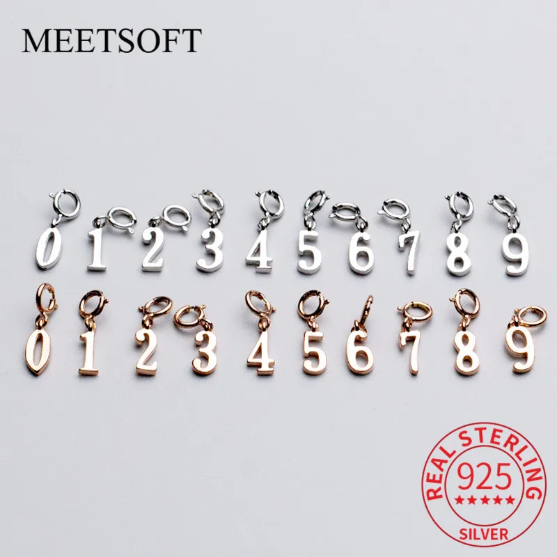 MEETSOFT, модные подвески из стерлингового серебра 925 пробы с цифрами-минималистами, специальный аксессуар «сделай сам» ручной работы