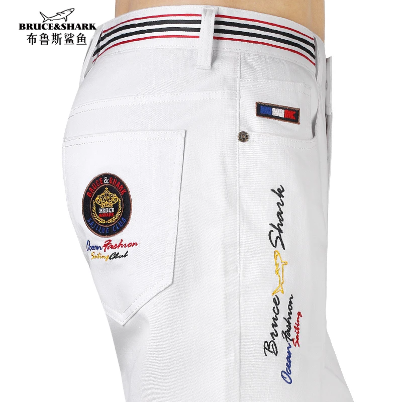 Мужские джинсы с прямыми штанинами белые хлопковые повседневные джинсовые