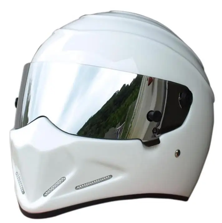 white-silver lens Абсолютно мотоциклетный шлем из углеродного волокна с полным лицом, шлем локомотив, персональный шлем для мотокросса, дорожный гоночный шлем, Capacete - Цвет: white-silver lens