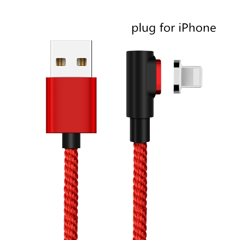Red For iPhone 90 градусов 3A Магнитный кабель Micro USB кабель type C кабель передачи данных для быстрой зарядки для iPhone XS MAX XR SAMSUNG S10 Plus S9+ S8 Note 9 - Цвет: Red For iPhone